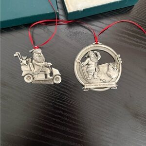 Vintage Pewter Golfing Christmas Ornaments